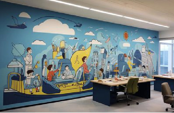 分宜办公室墙绘的特点。